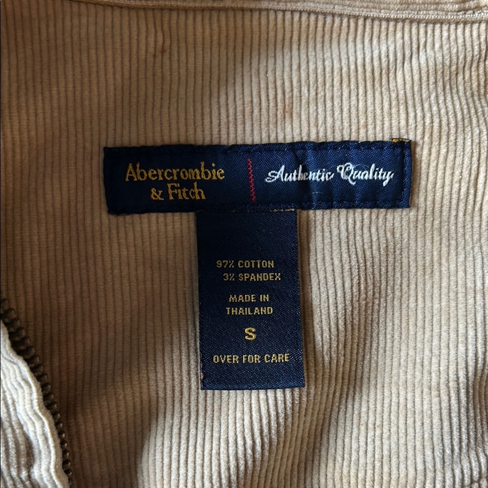 Vintage Abercrombie & Fitch Tan Corduroy Jacket, Y2K, Size S - Picture 2 of 4